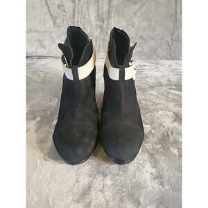 Rag & Bone Black & White Wrap Strap Harrow Ankle Bootie Italy Sz 8